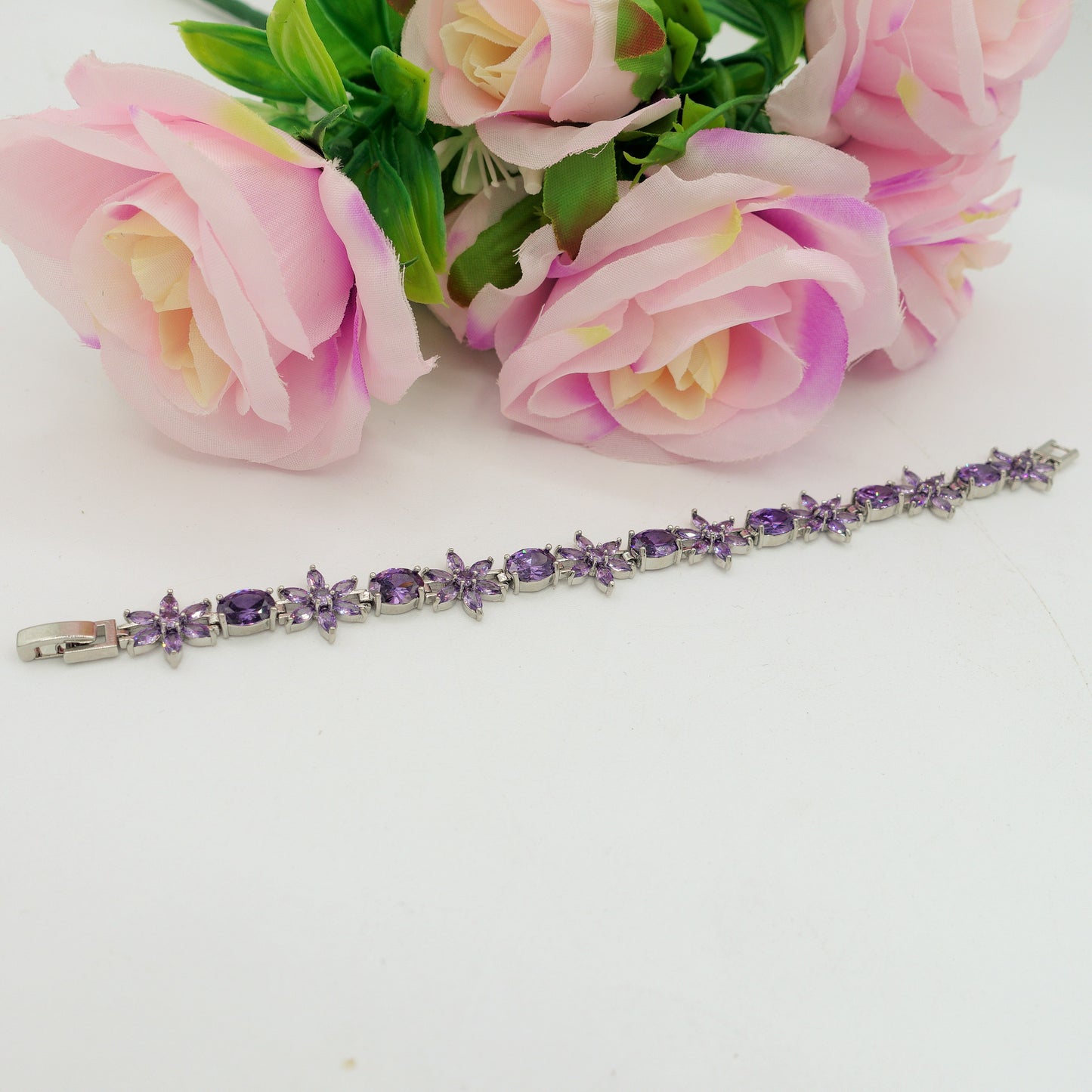 GWEN - bracciale tennis floreale con cubic zirconia RAINBOW