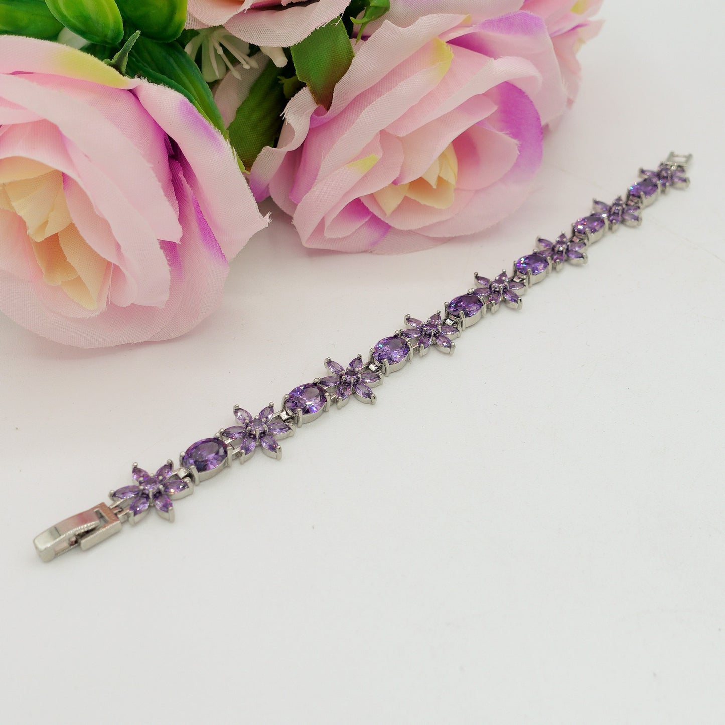 GWEN - bracciale tennis floreale con cubic zirconia RAINBOW