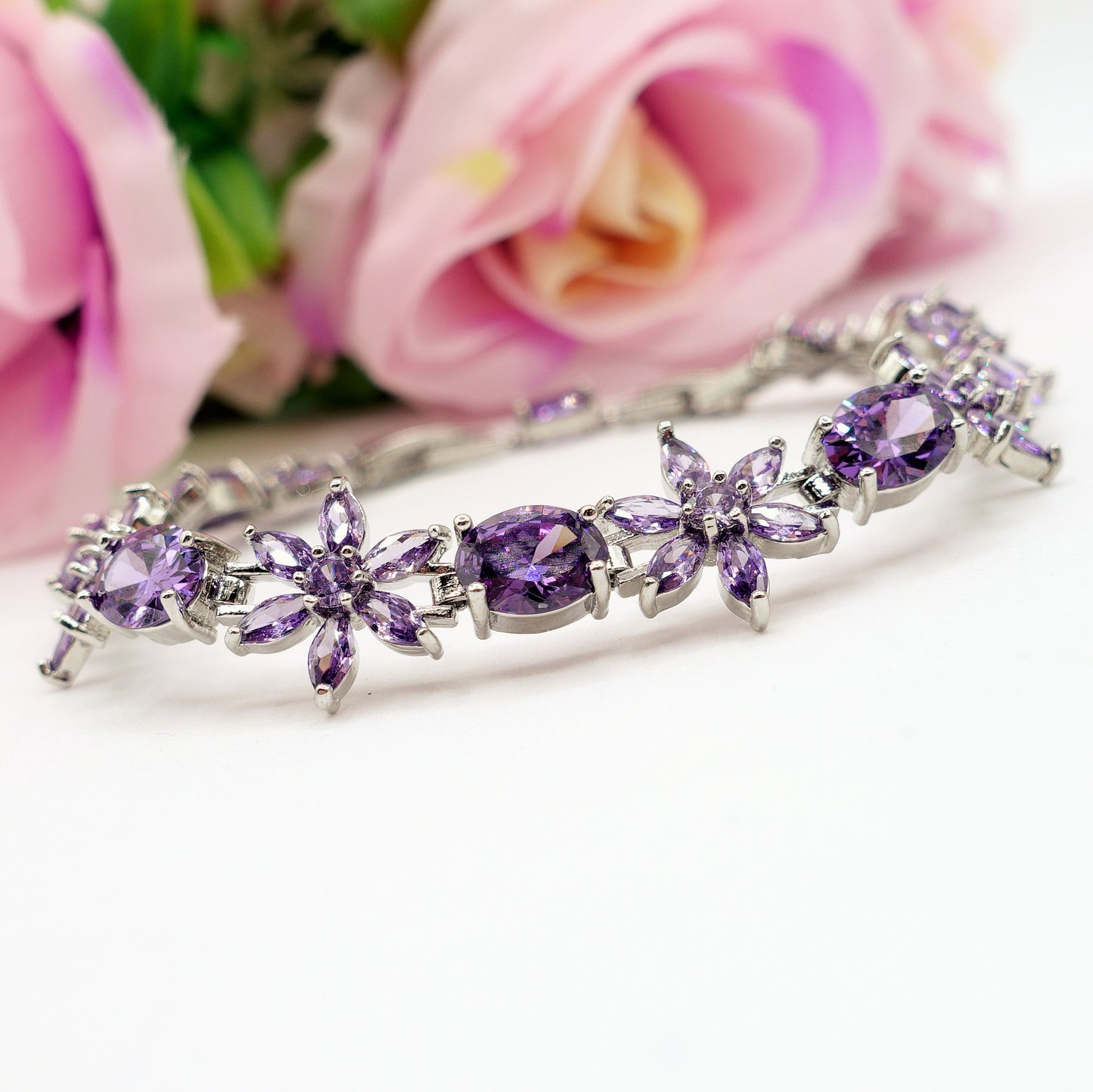 GWEN - bracciale tennis floreale con cubic zirconia RAINBOW