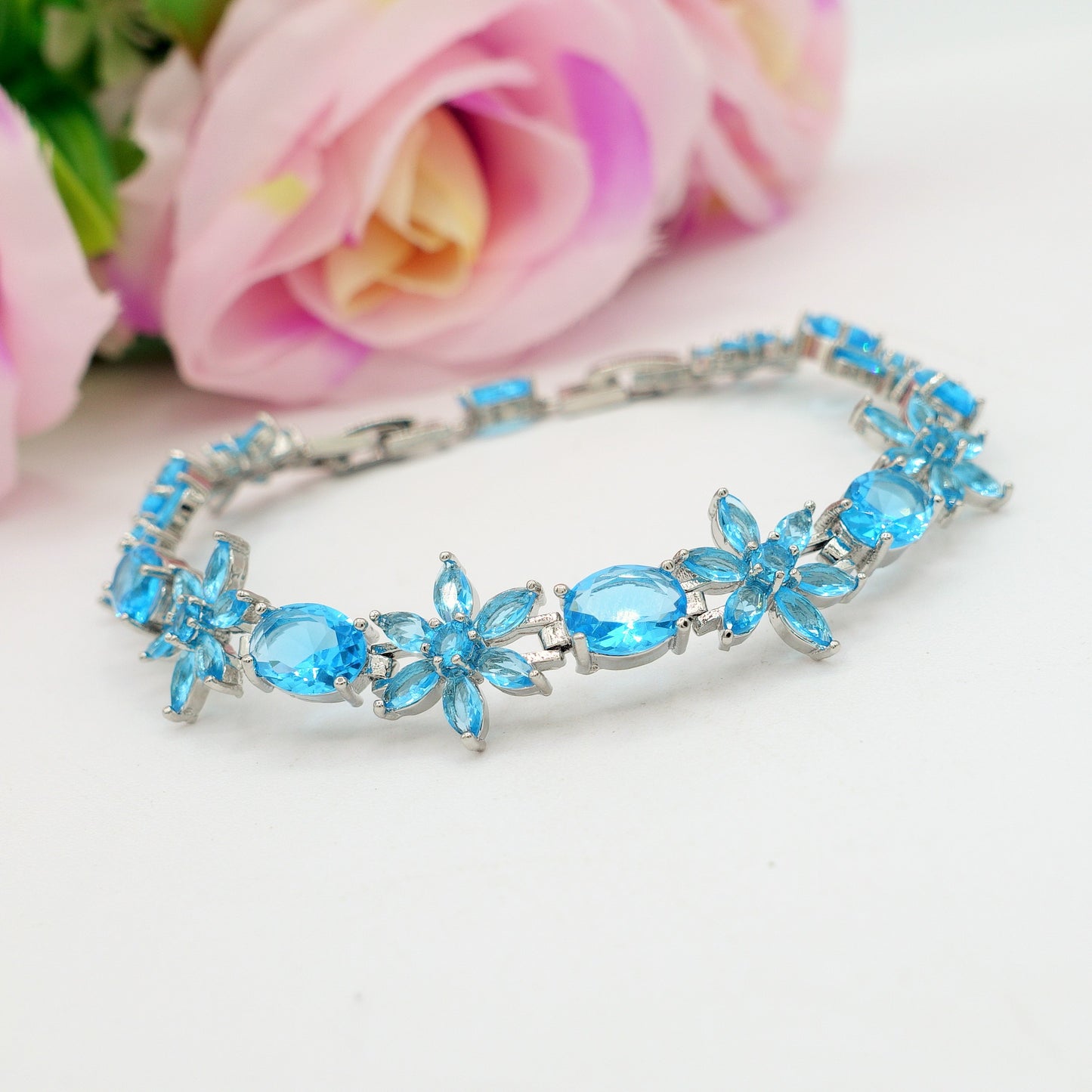 GWEN - bracciale tennis floreale con cubic zirconia RAINBOW