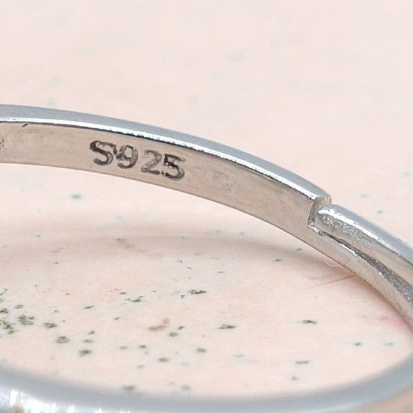 JADE ~  ~ARGENTO 925 ~ Anello in ARGENTO pieno con cuore in cubic zirconia regolabile