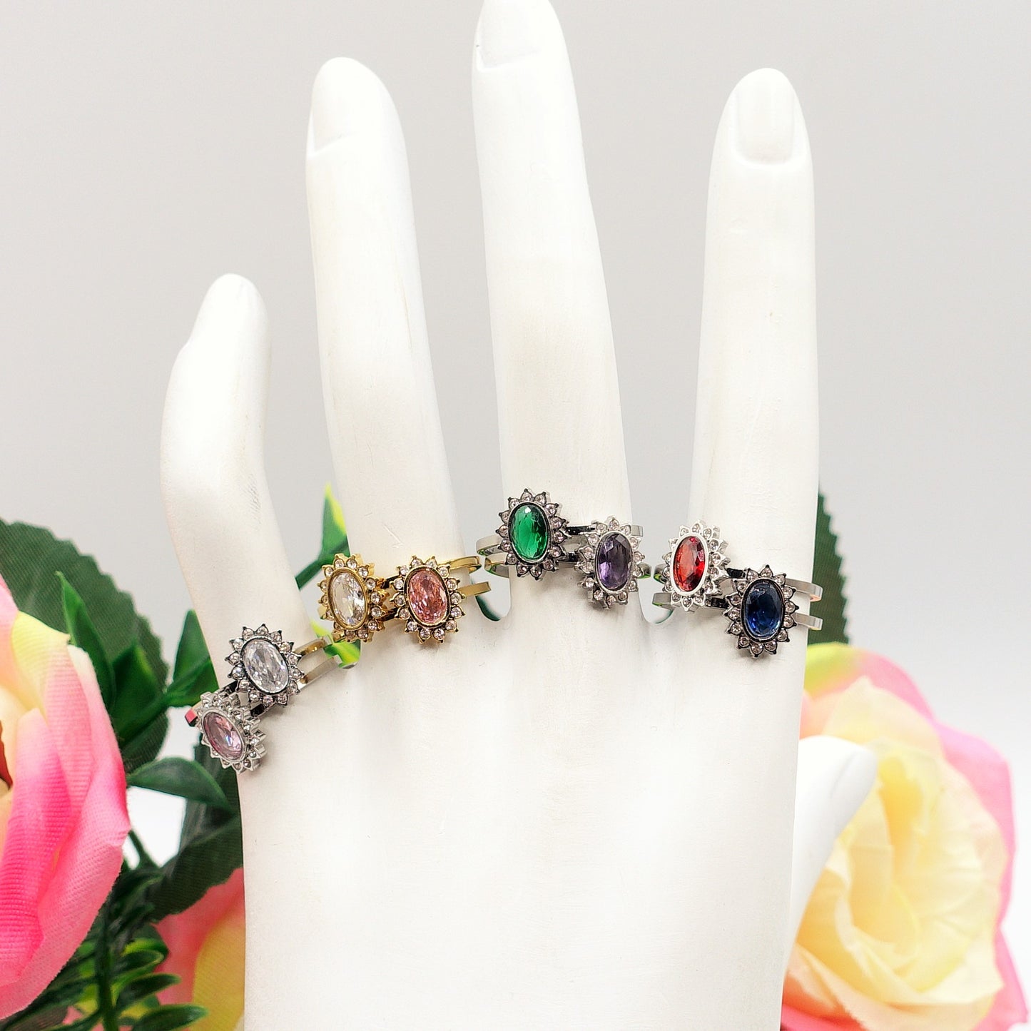 KATE MINI ~ Anello regolabile in ACCIAIO INOSSIDABILE con cubic zirconia