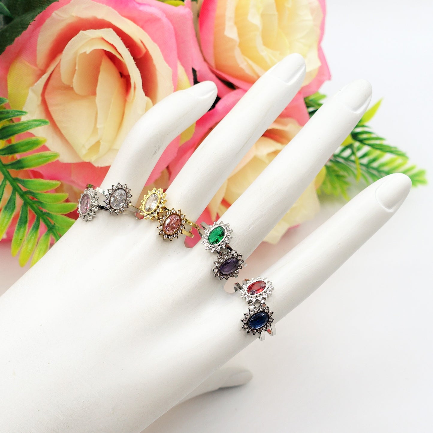 KATE MINI ~ Anello regolabile in ACCIAIO INOSSIDABILE con cubic zirconia
