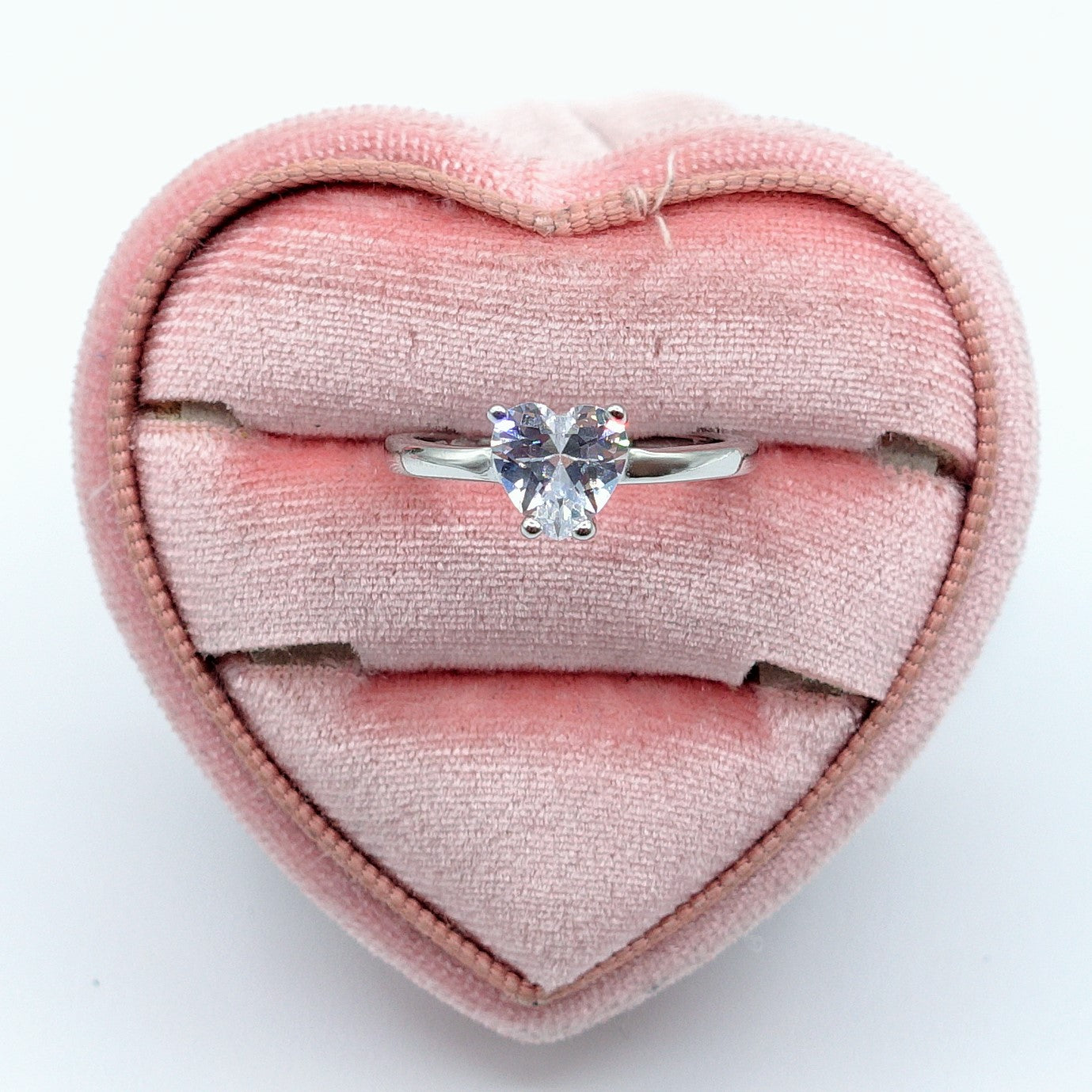 JADE ~  ~ARGENTO 925 ~ Anello in ARGENTO pieno con cuore in cubic zirconia regolabile