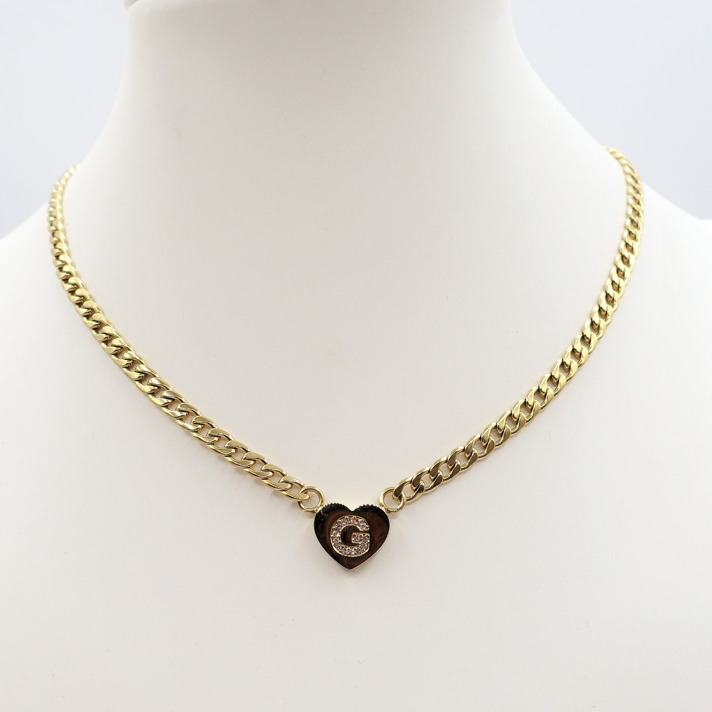 CORA - GOLD - Collana cuore e INIZIALE Zirconata Acciaio inossidabile