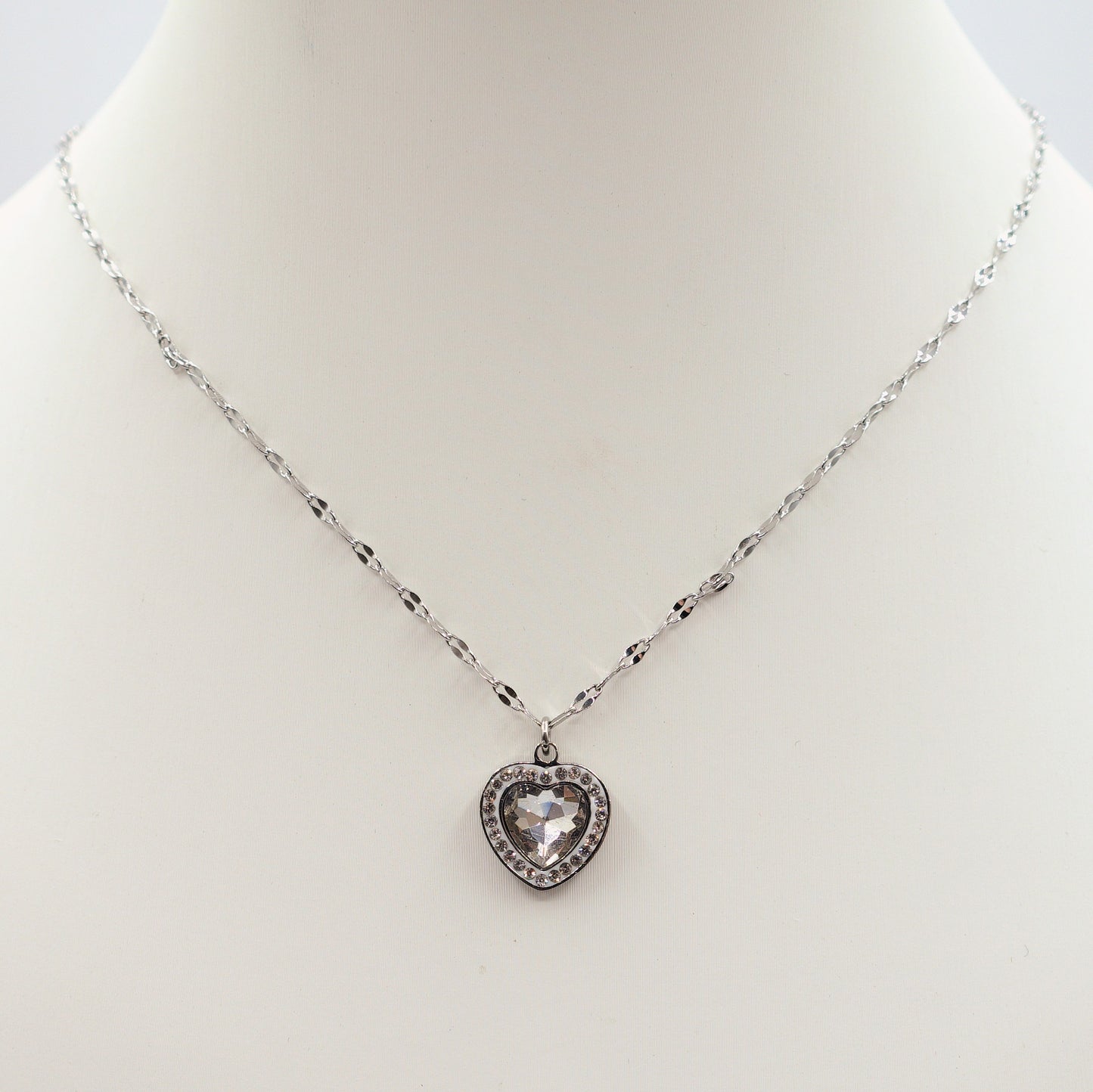 IRIS - ACCIAIO INOSSIDABILE- Collana con pendente cuore in cubic zirconia