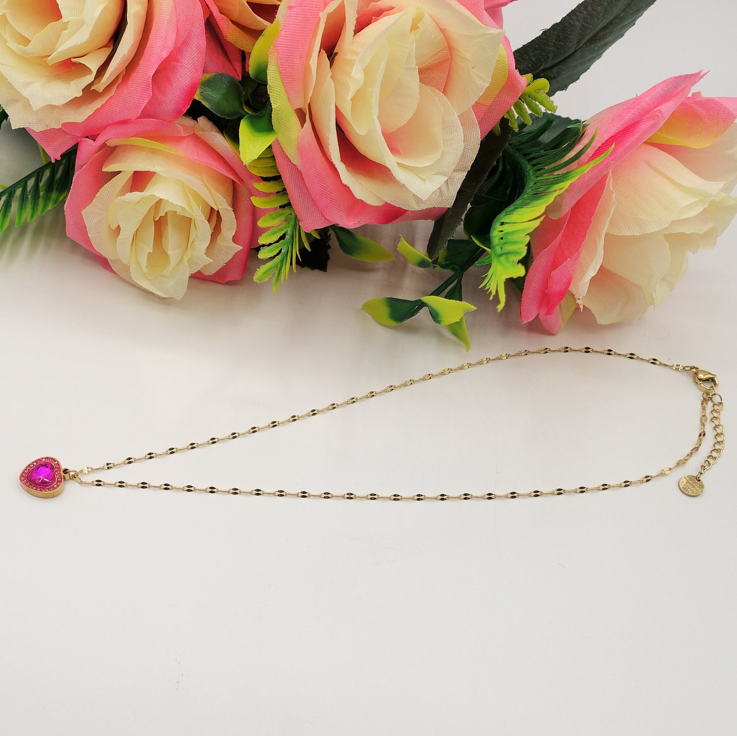 IRIS - ACCIAIO INOSSIDABILE- Collana con pendente cuore in cubic zirconia