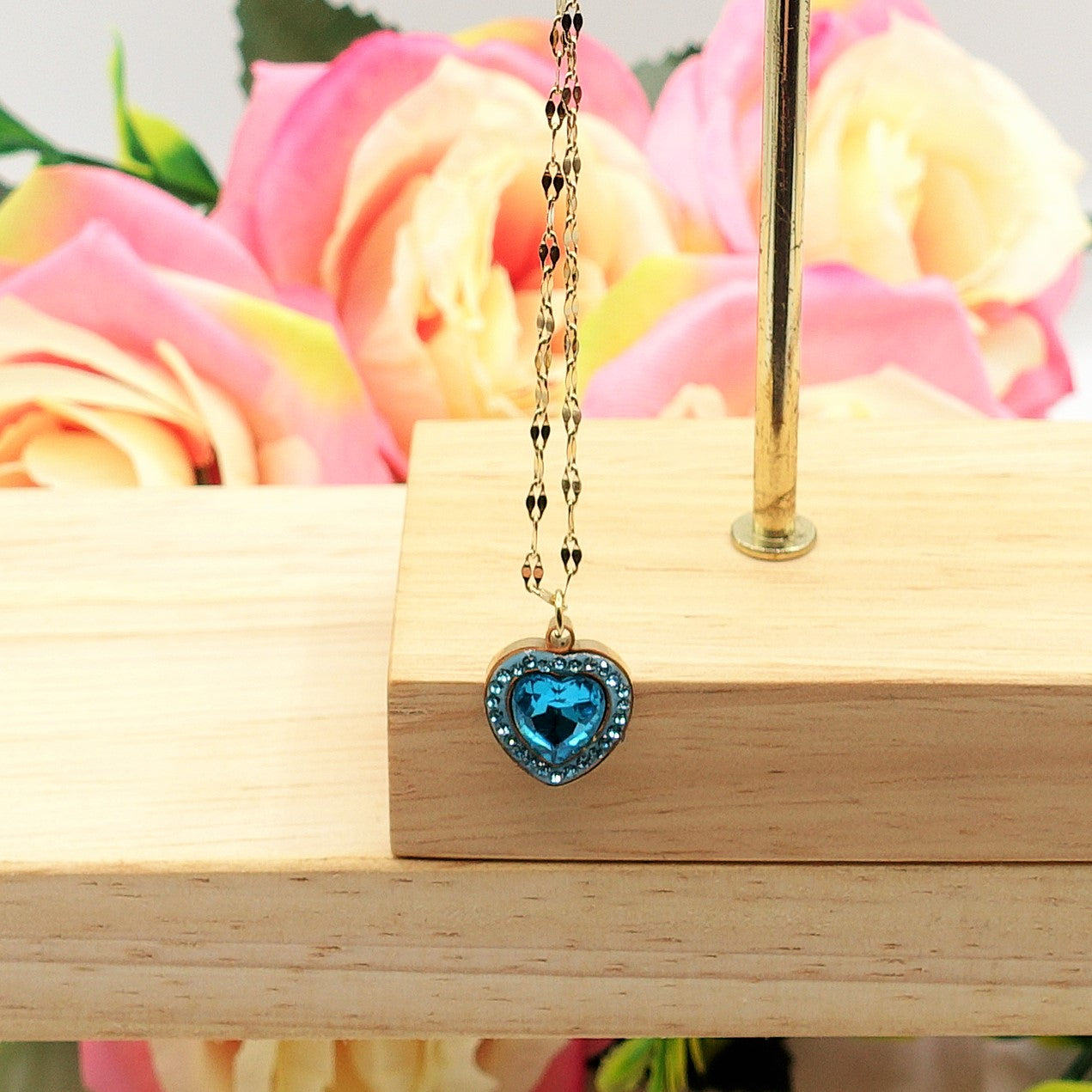 IRIS - ACCIAIO INOSSIDABILE- Collana con pendente cuore in cubic zirconia
