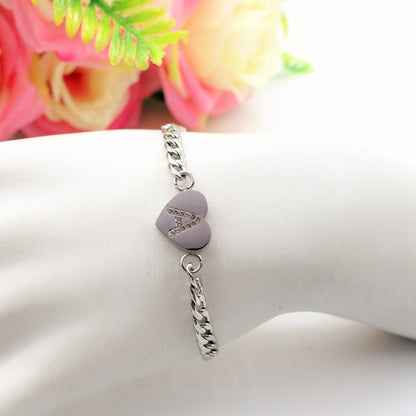 CORA - Bracciale cuore e INIZIALE Zirconata Acciaio inossidabile