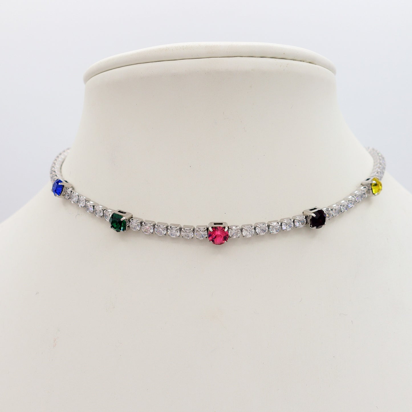LUNA ~ Tennis Choker girocollo in ACCIAIO INOSSIDABILE con cubic zirconia