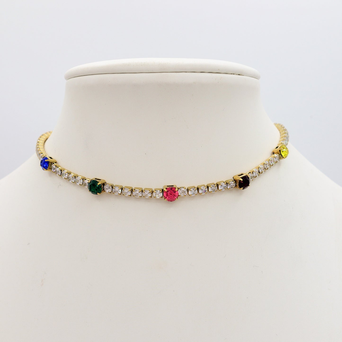 LUNA ~ Tennis Choker girocollo in ACCIAIO INOSSIDABILE con cubic zirconia