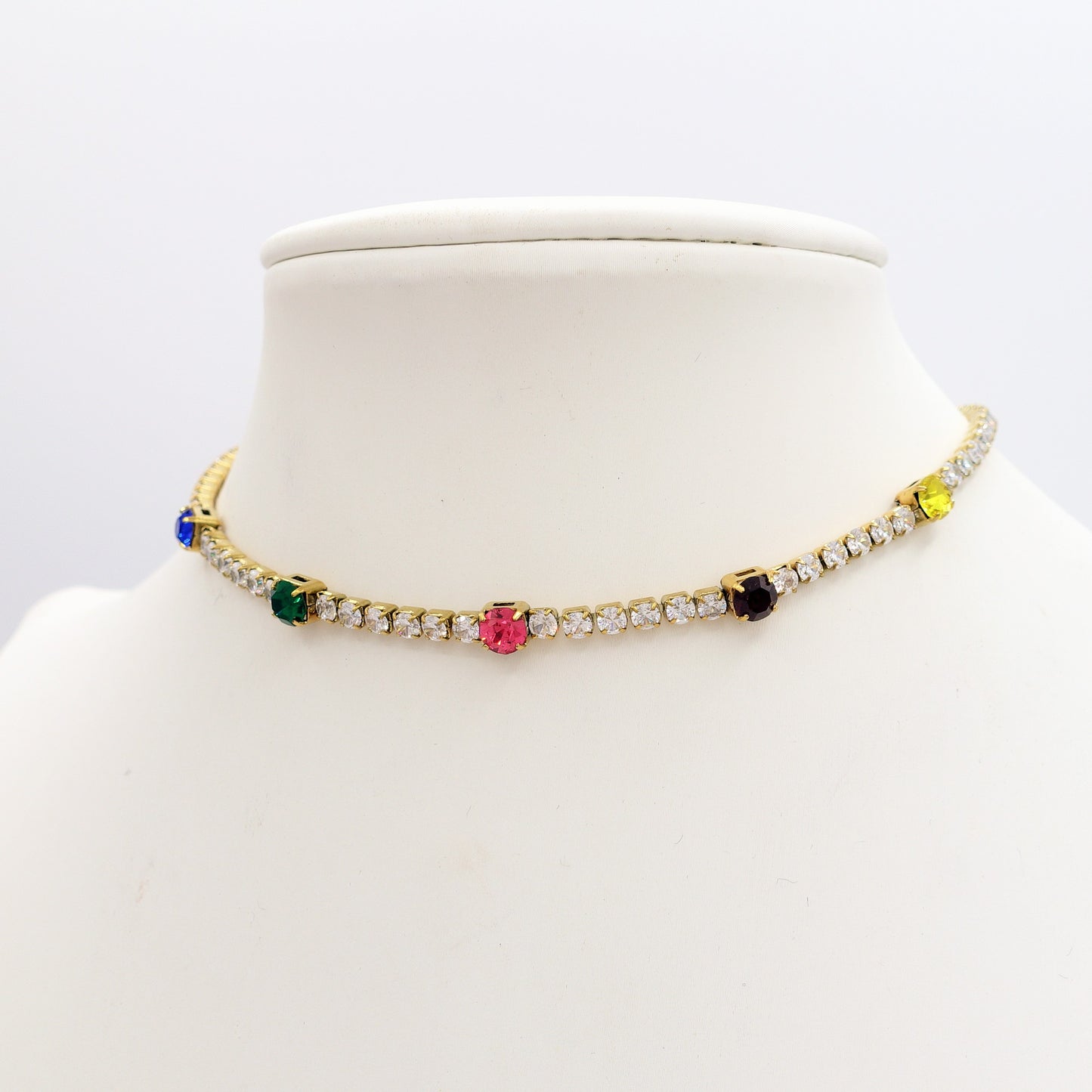 LUNA ~ Tennis Choker girocollo in ACCIAIO INOSSIDABILE con cubic zirconia