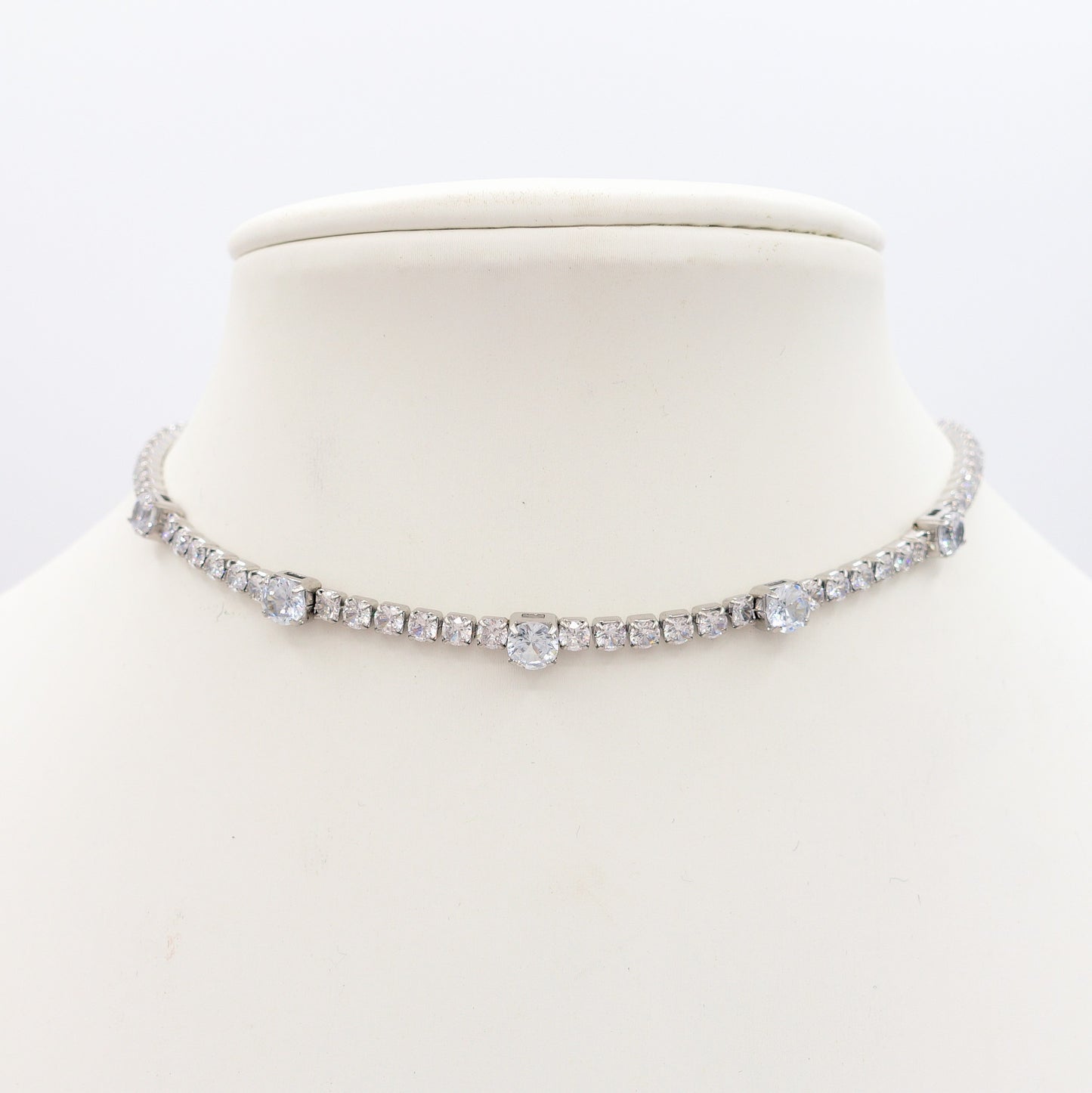 LUNA ~ Tennis Choker girocollo in ACCIAIO INOSSIDABILE con cubic zirconia