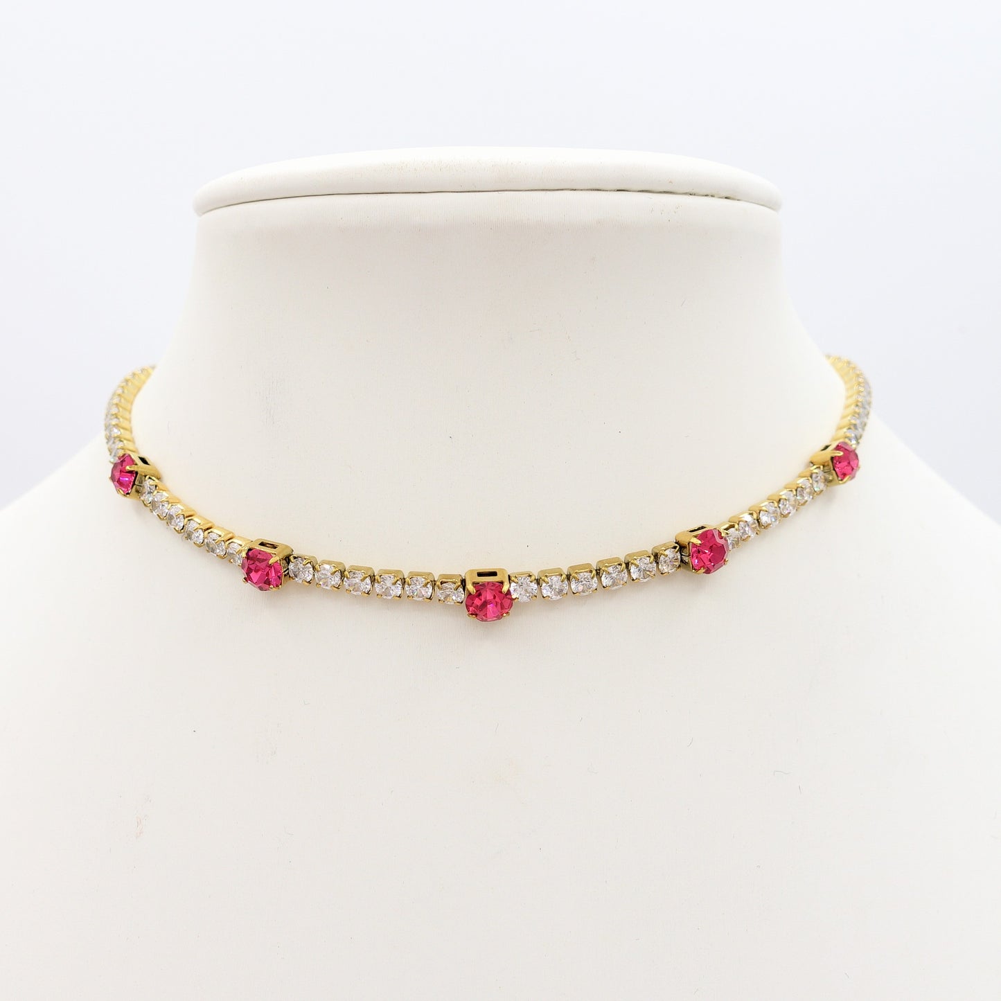 LUNA ~ Tennis Choker girocollo in ACCIAIO INOSSIDABILE con cubic zirconia