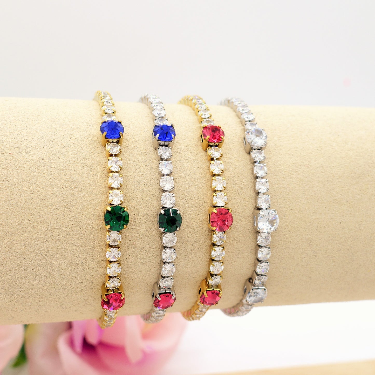 LUNA ~ Bracciale tennis ACCIAIO INOSSIDABILE regolabile