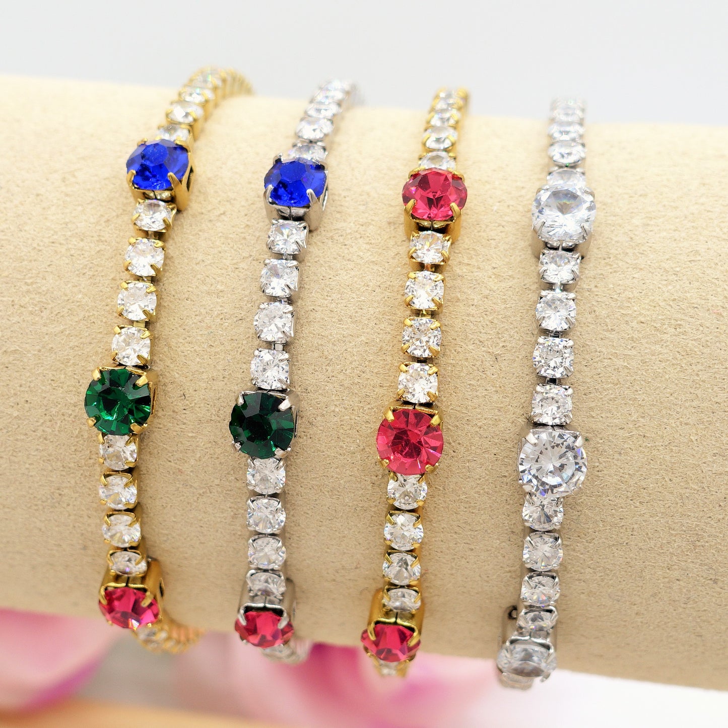 LUNA ~ Bracciale tennis ACCIAIO INOSSIDABILE regolabile