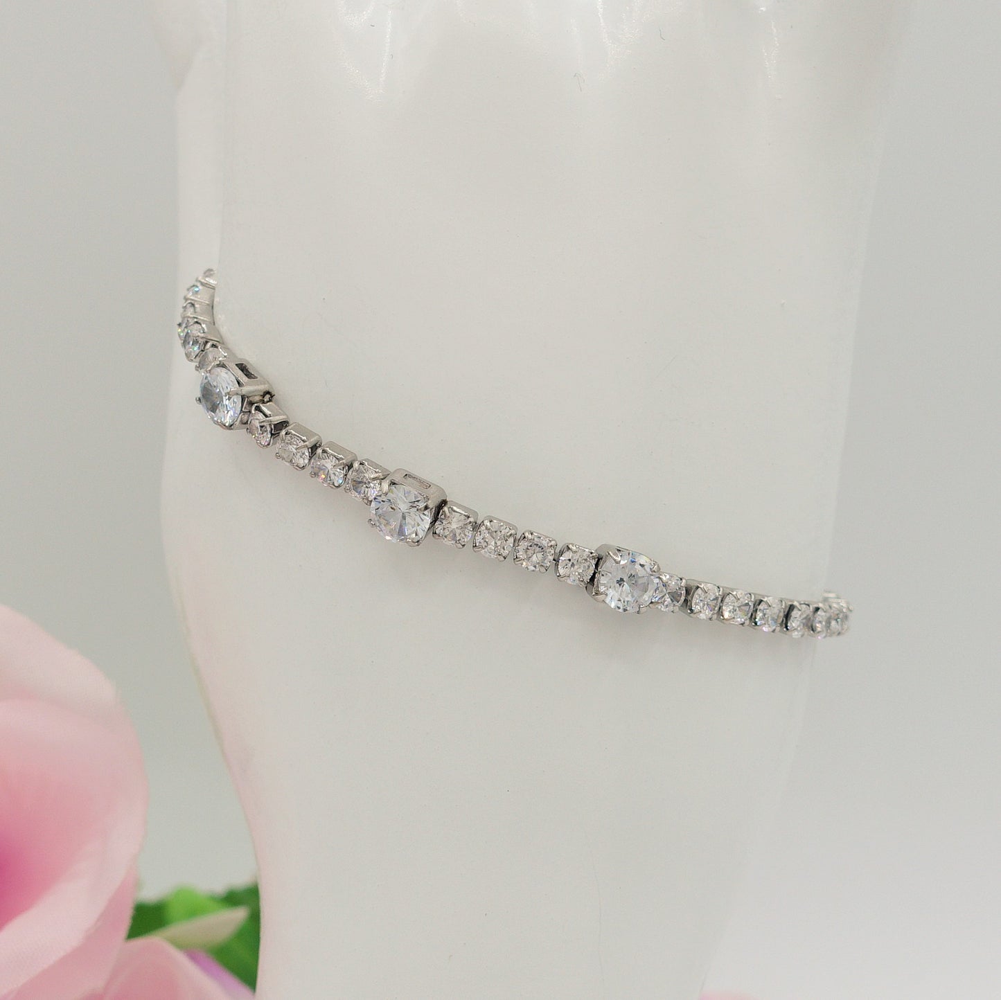 LUNA ~ Bracciale tennis ACCIAIO INOSSIDABILE regolabile