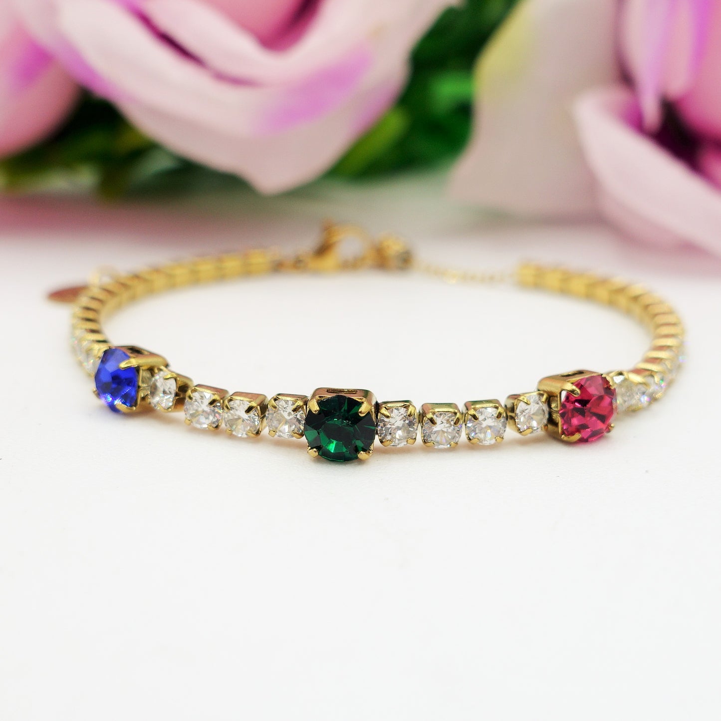 LUNA ~ Bracciale tennis ACCIAIO INOSSIDABILE regolabile