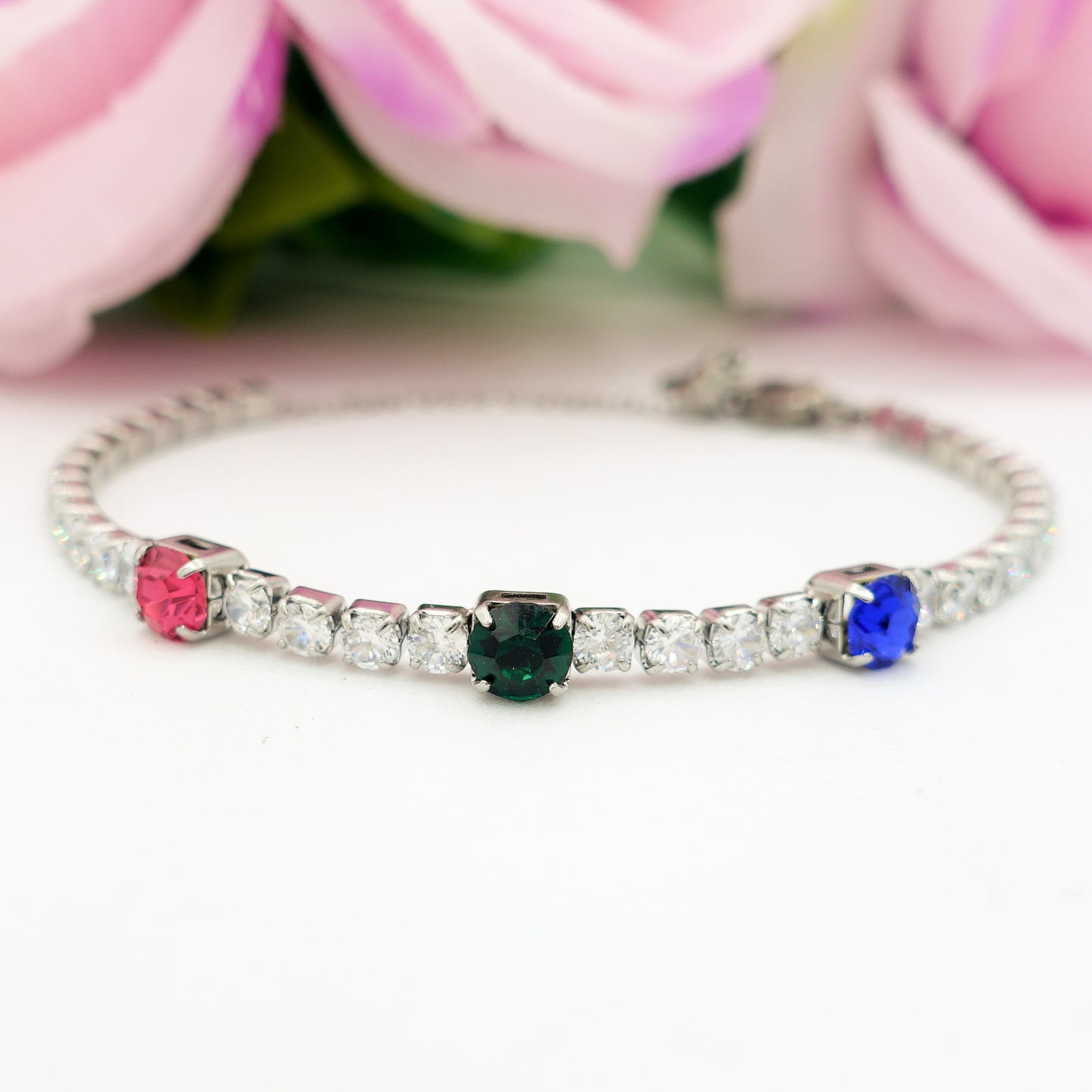 LUNA ~ Bracciale tennis ACCIAIO INOSSIDABILE regolabile
