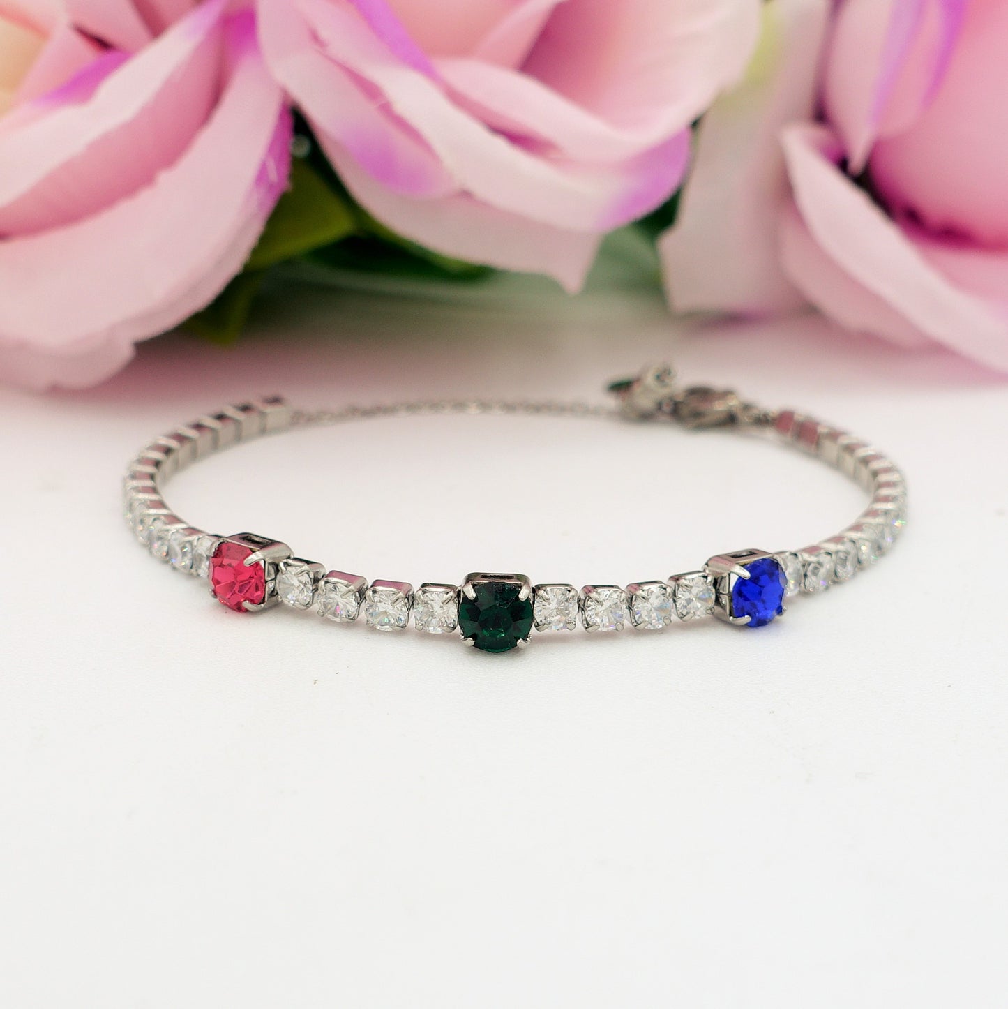 LUNA ~ Bracciale tennis ACCIAIO INOSSIDABILE regolabile