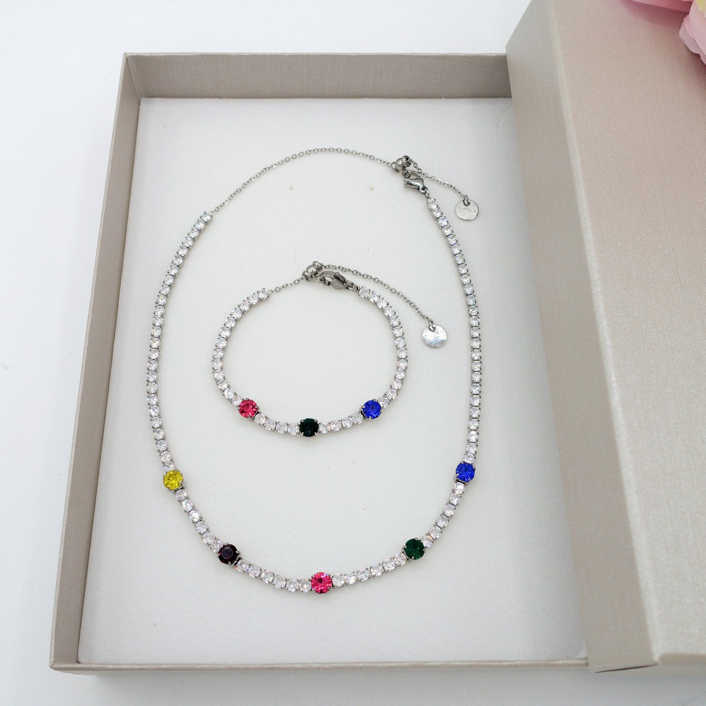 LUNA ~ Bracciale tennis ACCIAIO INOSSIDABILE regolabile