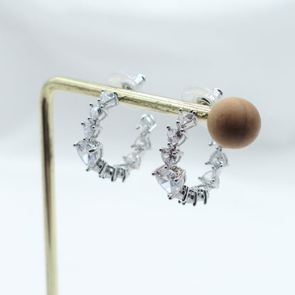 CHERIE - BIG heart - orecchini a cerchio con cubic zirconia a forma di cuore