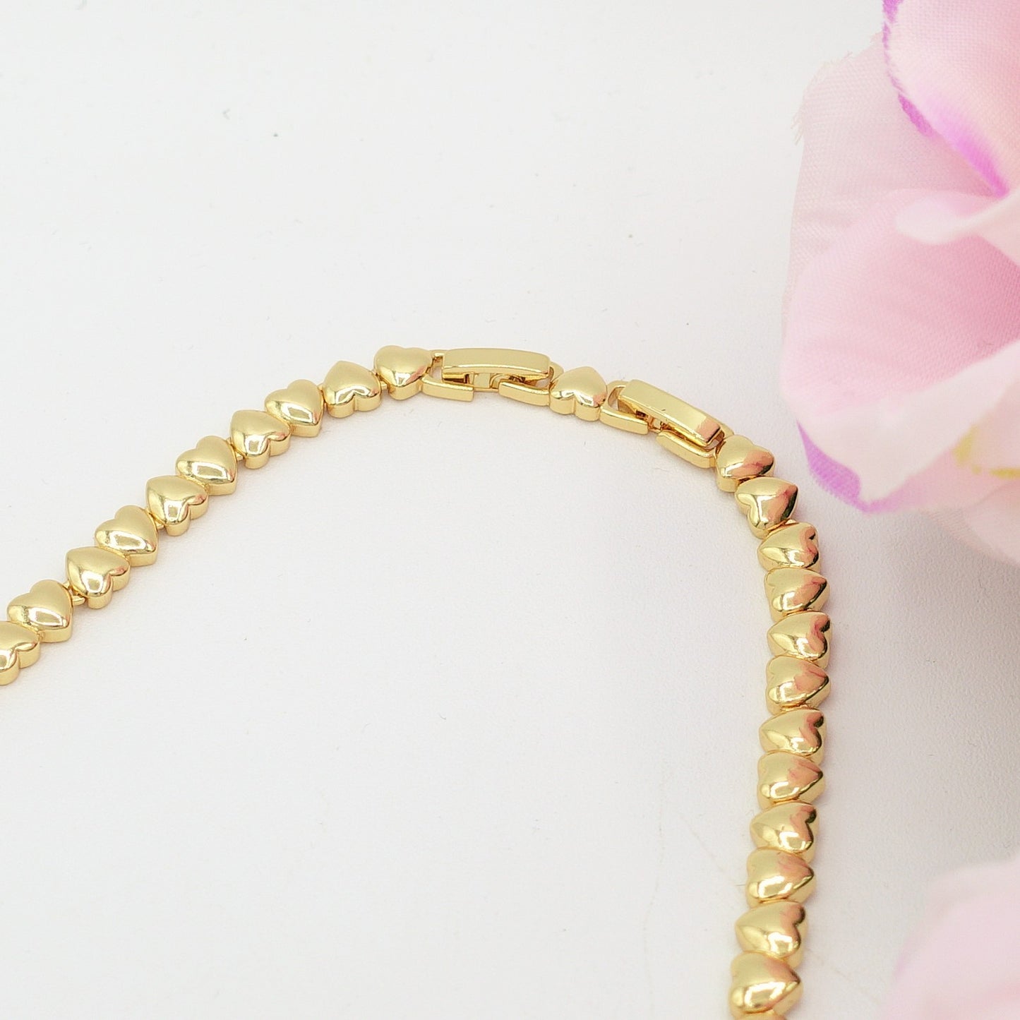 CLAIRE - Collier Tennis - Collana con cuoricini bombè e Cubic Zirconia a forma di cuore