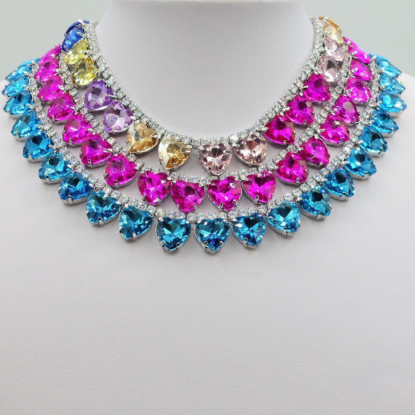WENDY HEARTS - collier con pietre a CUORE sfaccettate e cubic zirconia