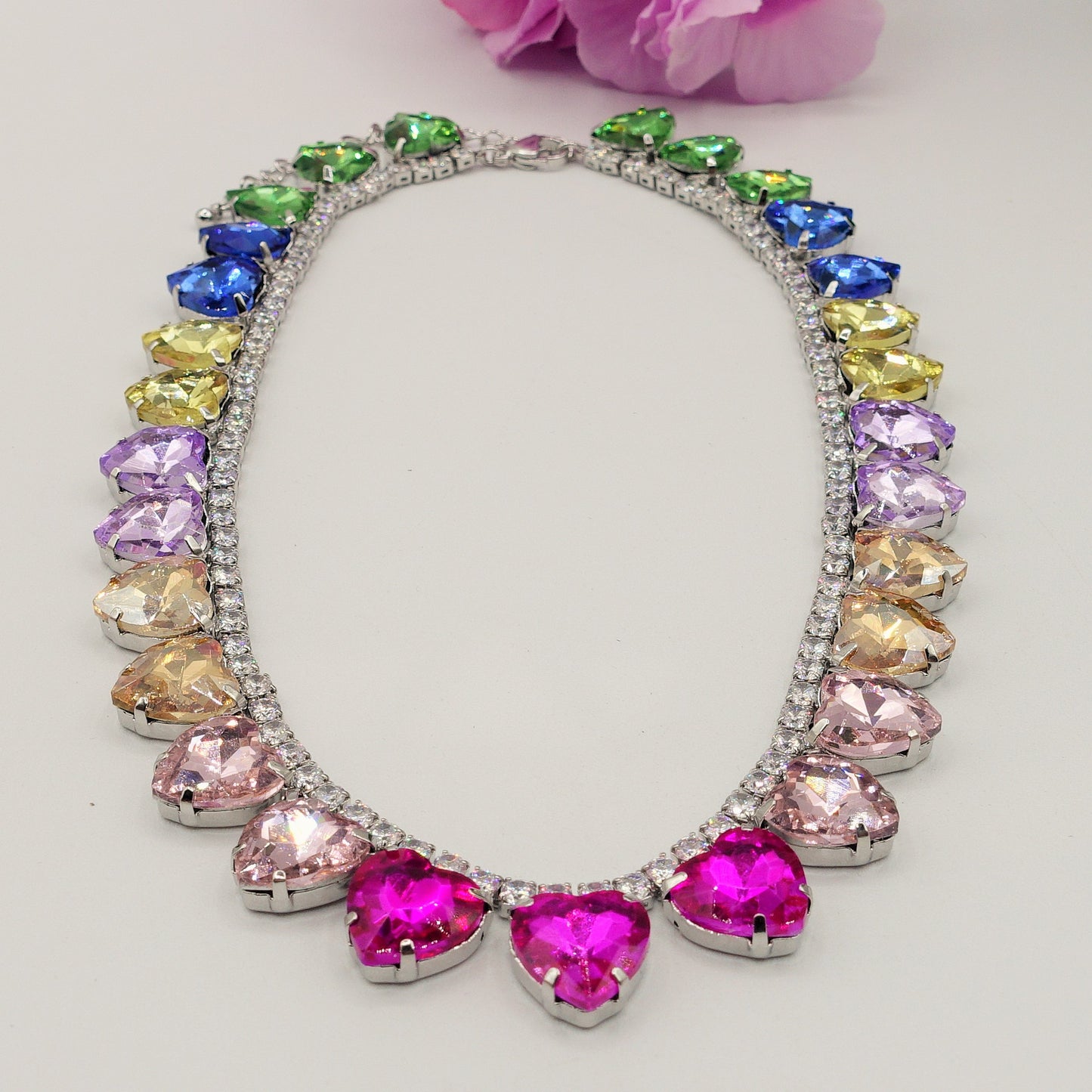 WENDY HEARTS - collier con pietre a CUORE sfaccettate e cubic zirconia