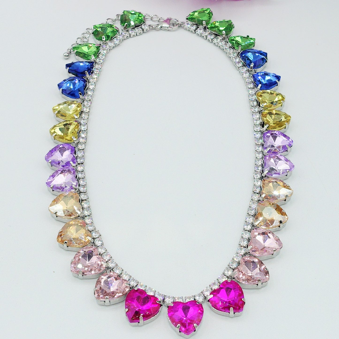WENDY HEARTS - collier con pietre a CUORE sfaccettate e cubic zirconia
