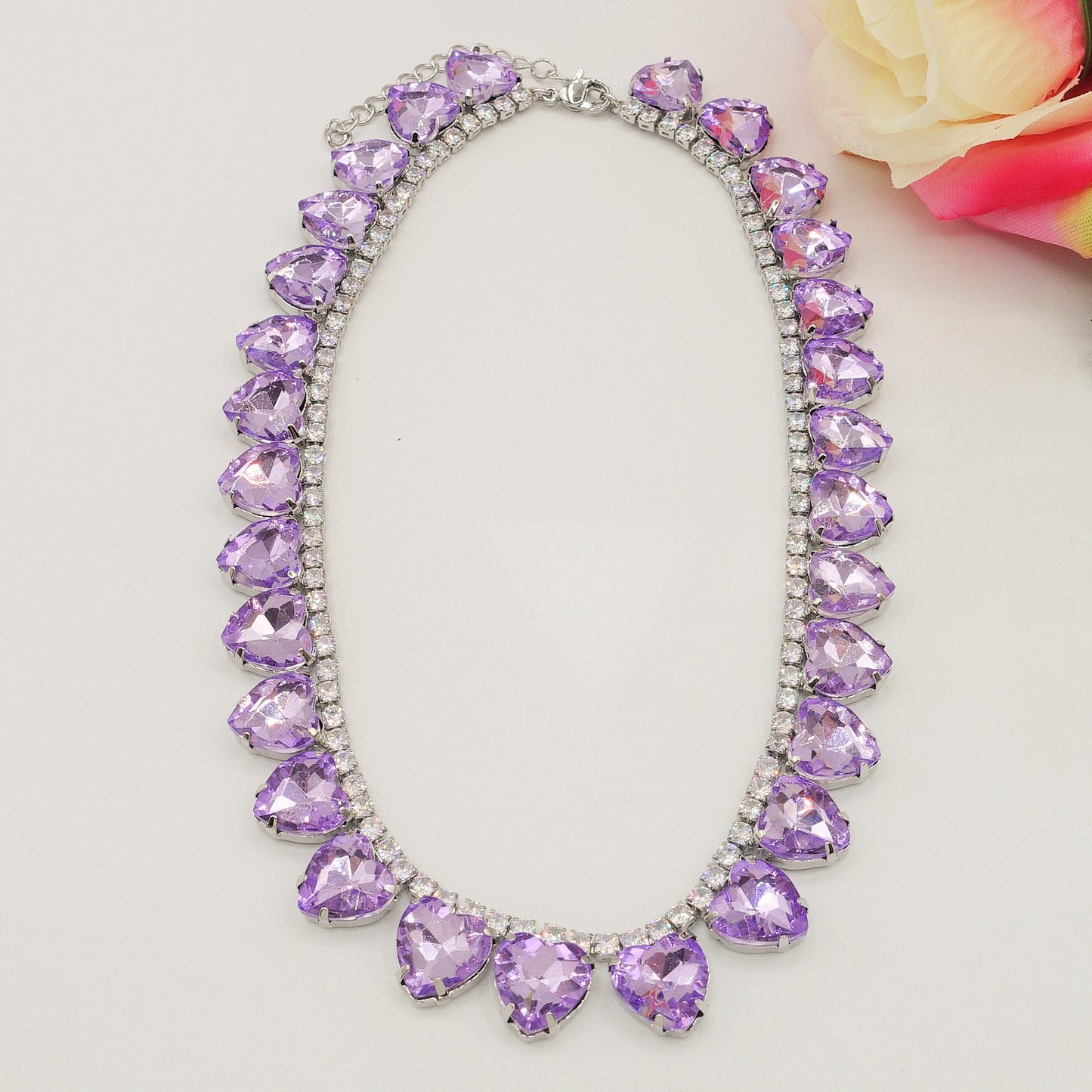 WENDY HEARTS - collier con pietre a CUORE sfaccettate e cubic zirconia