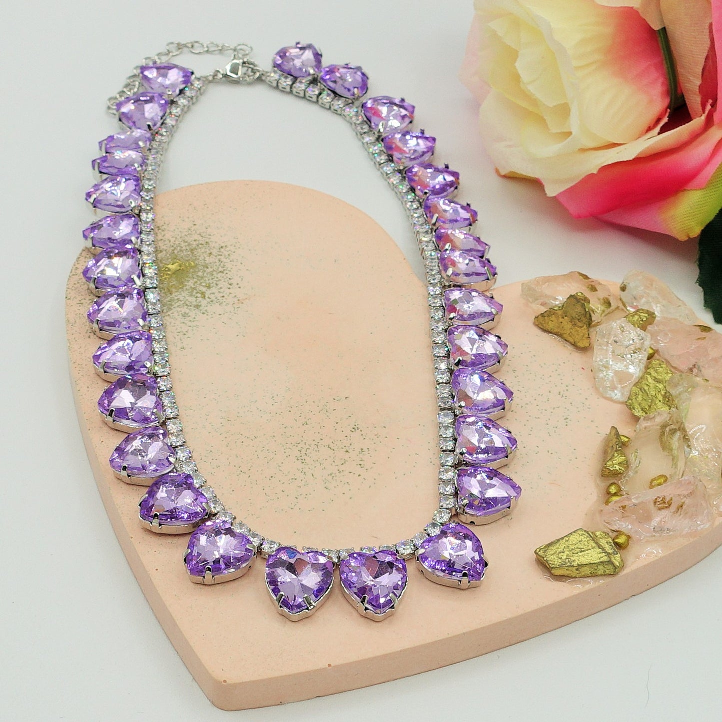 WENDY HEARTS - collier con pietre a CUORE sfaccettate e cubic zirconia
