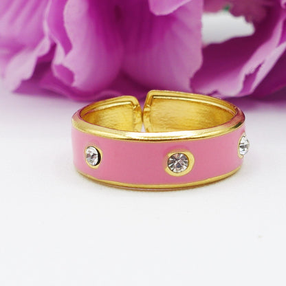 SUNNY ~Anello regolabile IN ACCIAIO INOSSIDABILE smaltato con zirconi