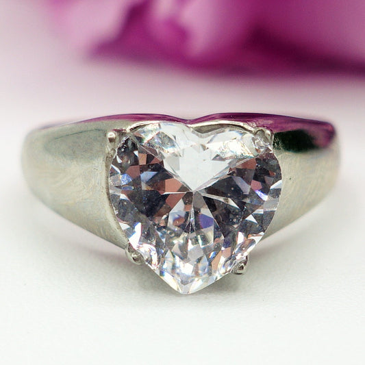 Isabelle - Acciaio Inossidabile~ anello chevalier cubic zirconia a cuore