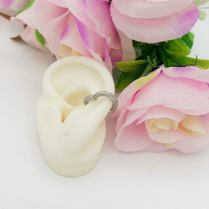 ADELE ~ Earcuff mono orecchino SENZA buco a CUORE con cubic zirconia RAINBOW