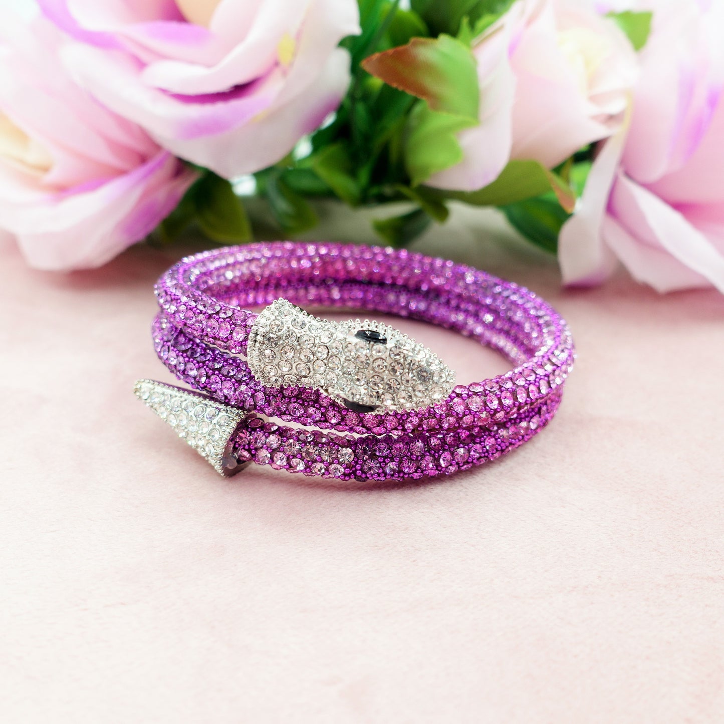 KAA~Bracciale snodato a serpente con cubic zirconia