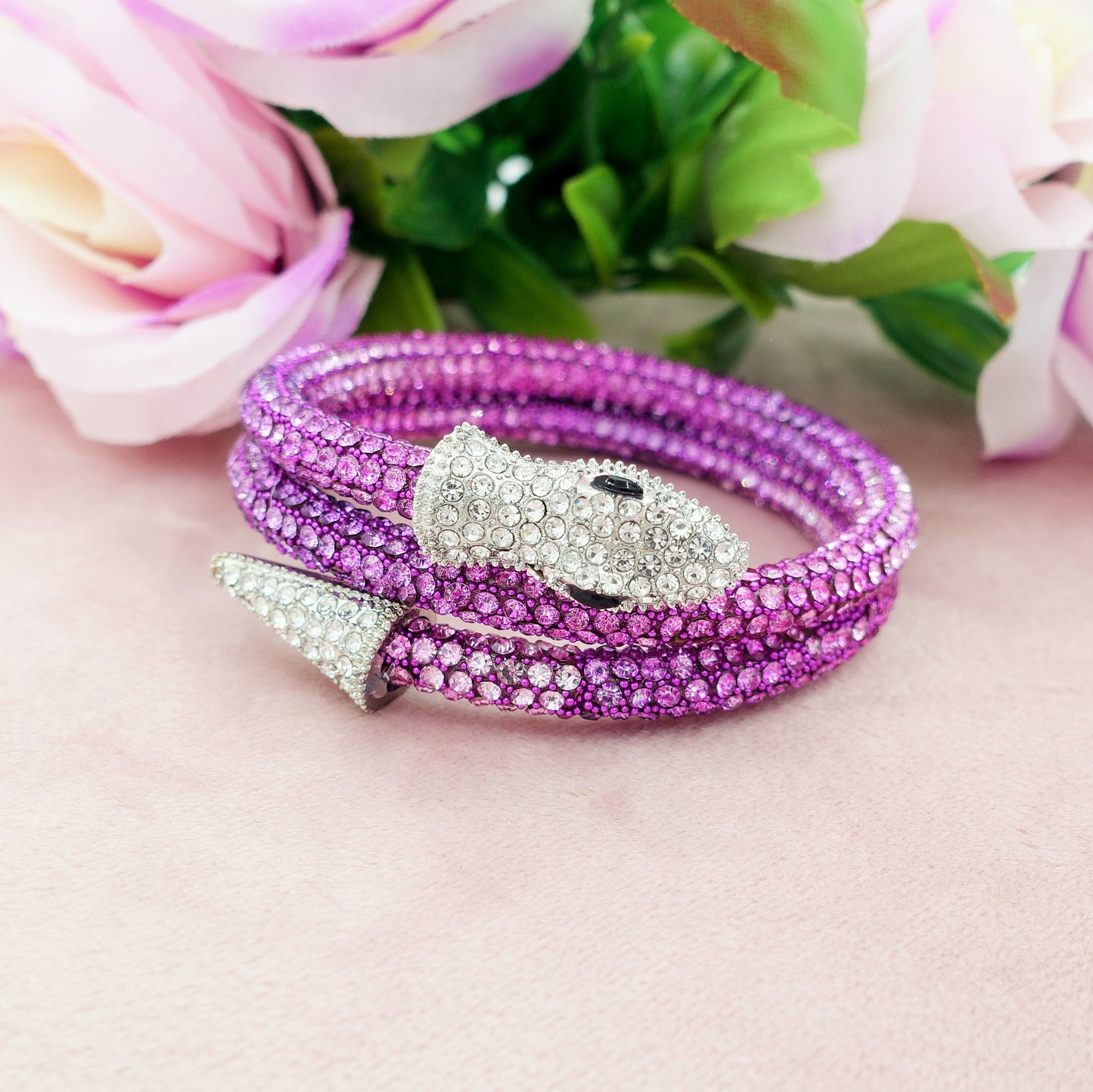 KAA~Bracciale snodato a serpente con cubic zirconia