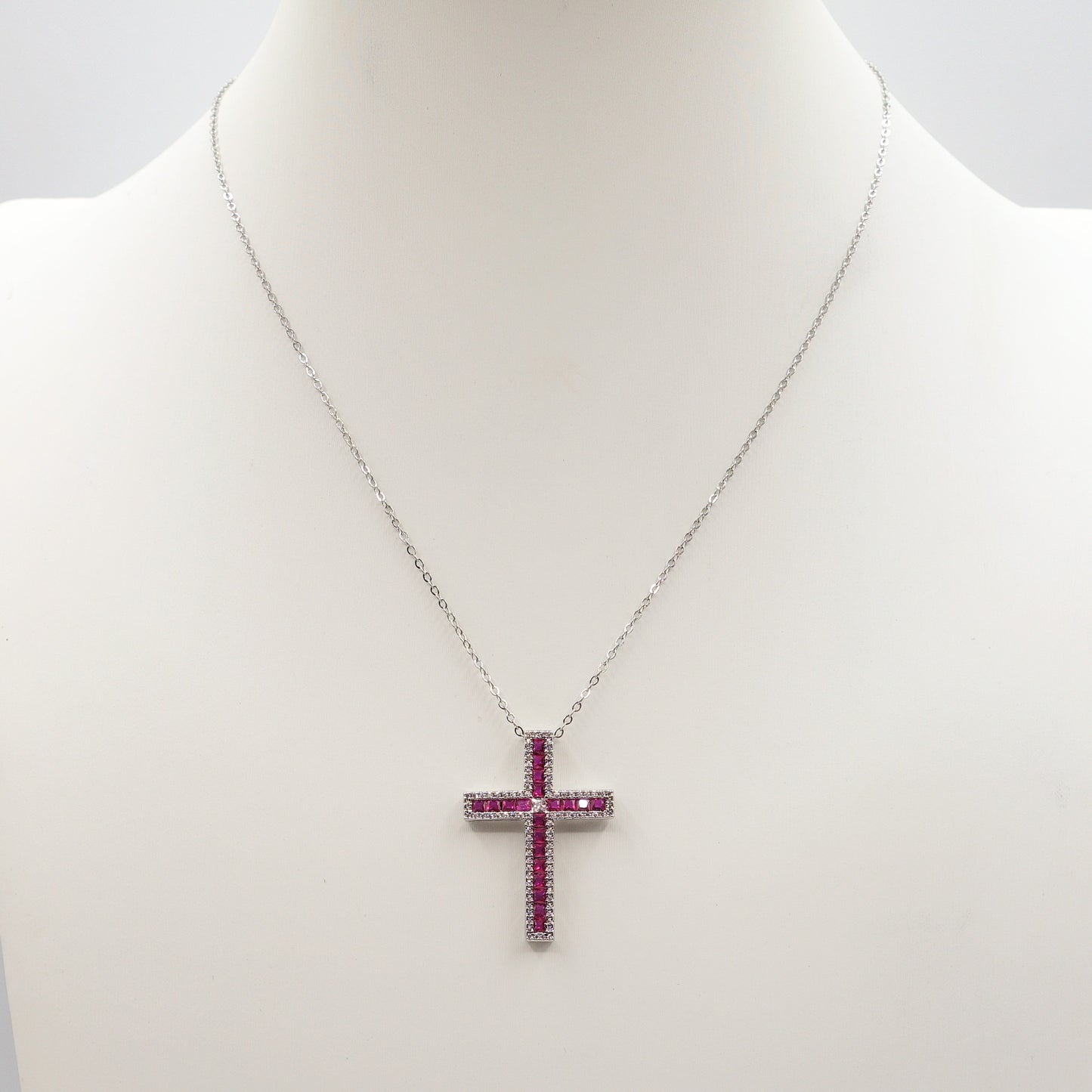 CROSS - ACCIAIO INOSSIDABILE- collana con pendente croce in cubic zirconia