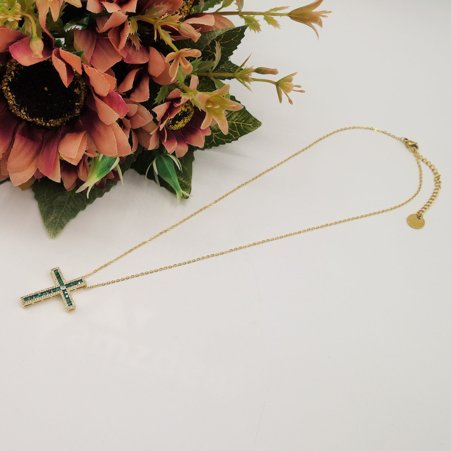 CROSS - ACCIAIO INOSSIDABILE- collana con pendente croce in cubic zirconia
