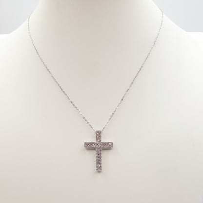 CROSS - ACCIAIO INOSSIDABILE- collana con pendente croce in cubic zirconia