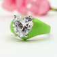 ISABELLE FLUO ~ Anello a cuore Smaltato con Cubic Zirconia- Regolabile