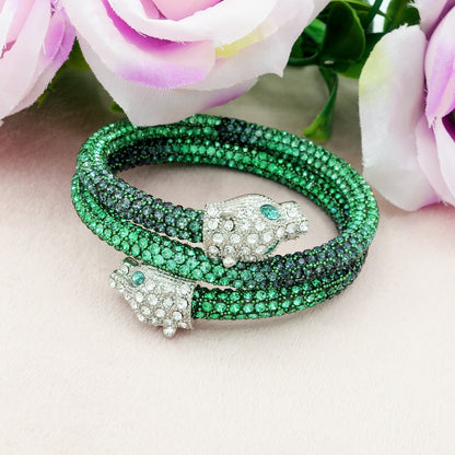 KALI ~ Bracciale snodato a pantera con cubic zirconia