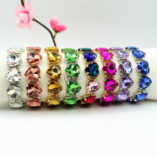 LUCE HEARTS- -Bracciale elasticizzato con pietre a cuore sfaccettate