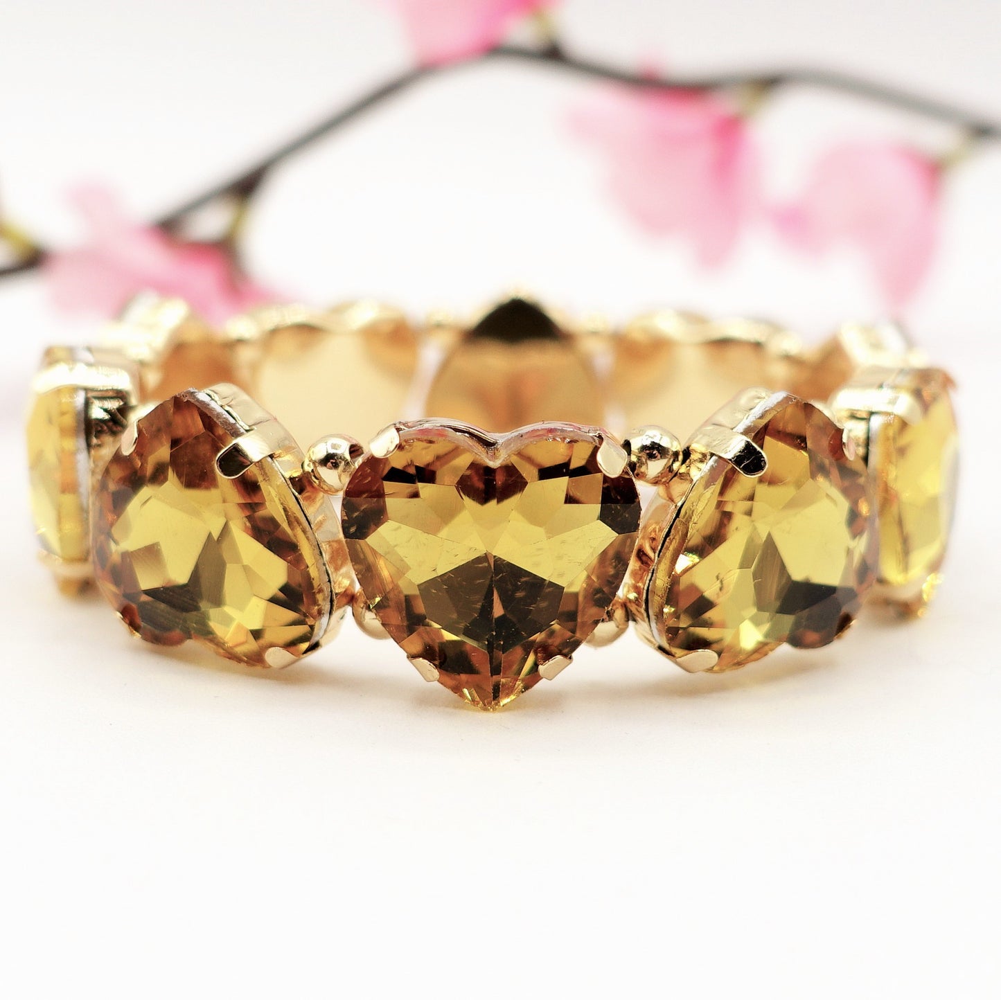 LUCE HEARTS- -Bracciale elasticizzato con pietre a cuore sfaccettate