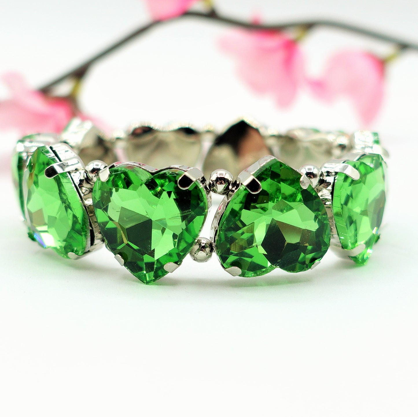 LUCE HEARTS- -Bracciale elasticizzato con pietre a cuore sfaccettate