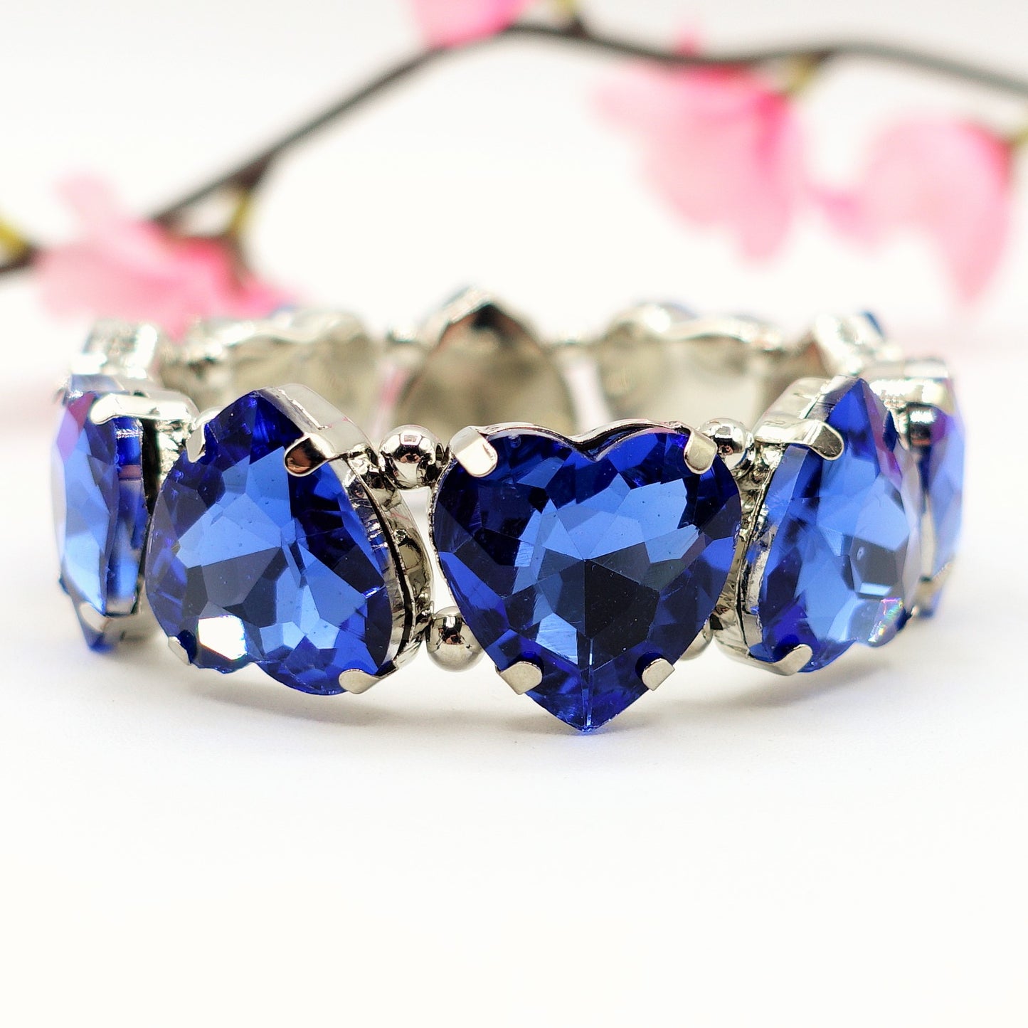 LUCE HEARTS- -Bracciale elasticizzato con pietre a cuore sfaccettate