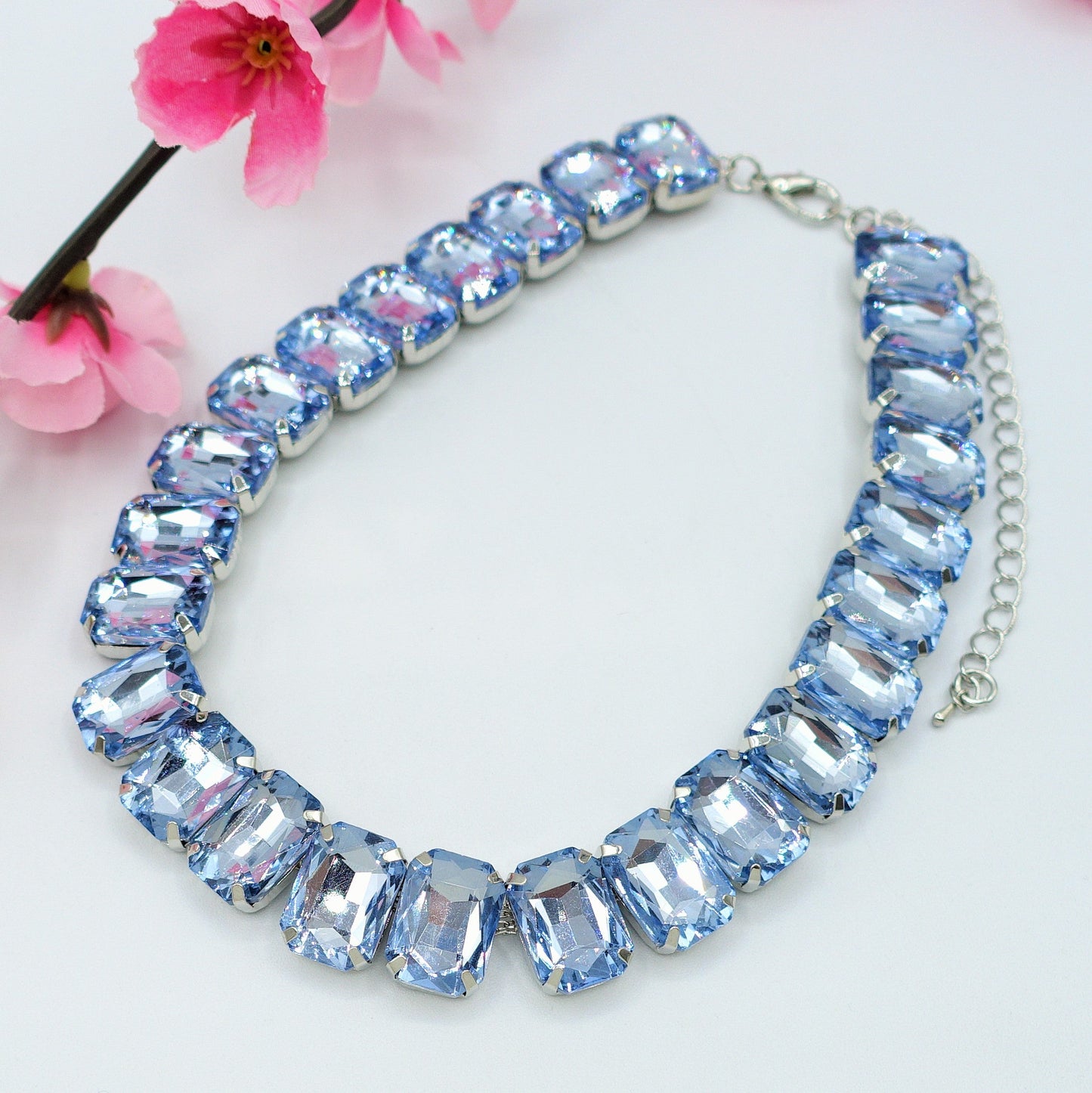 MARGOT collier con pietre sfaccettate - silver