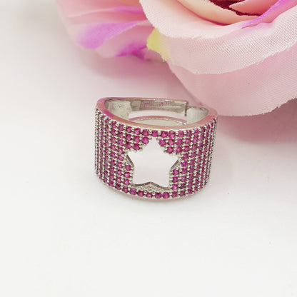 VENUS - Anello a fascia  con Cubic Zirconia e stella cut out
