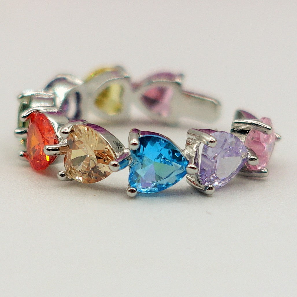 JENNY-Anello regolabile in Cubic Zirconia a forma di Cuore