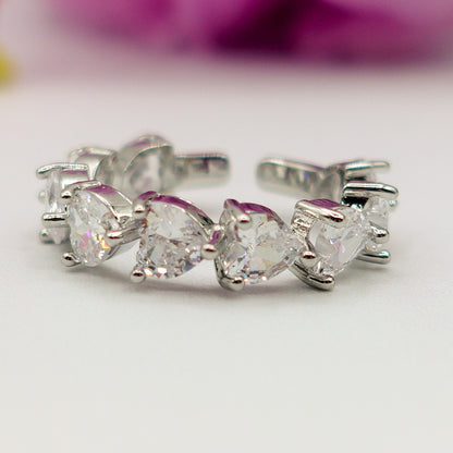 JENNY-Anello regolabile in Cubic Zirconia a forma di Cuore